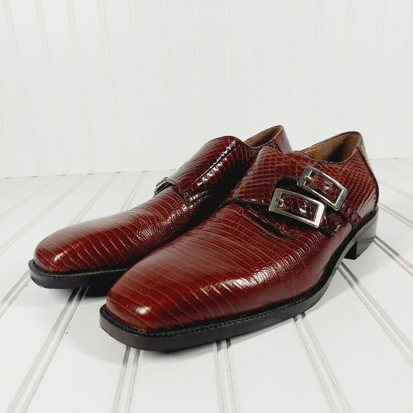 Stacy Adams Oxfords Snakeskin Leather Monk Strap Brown F806 main image 4
